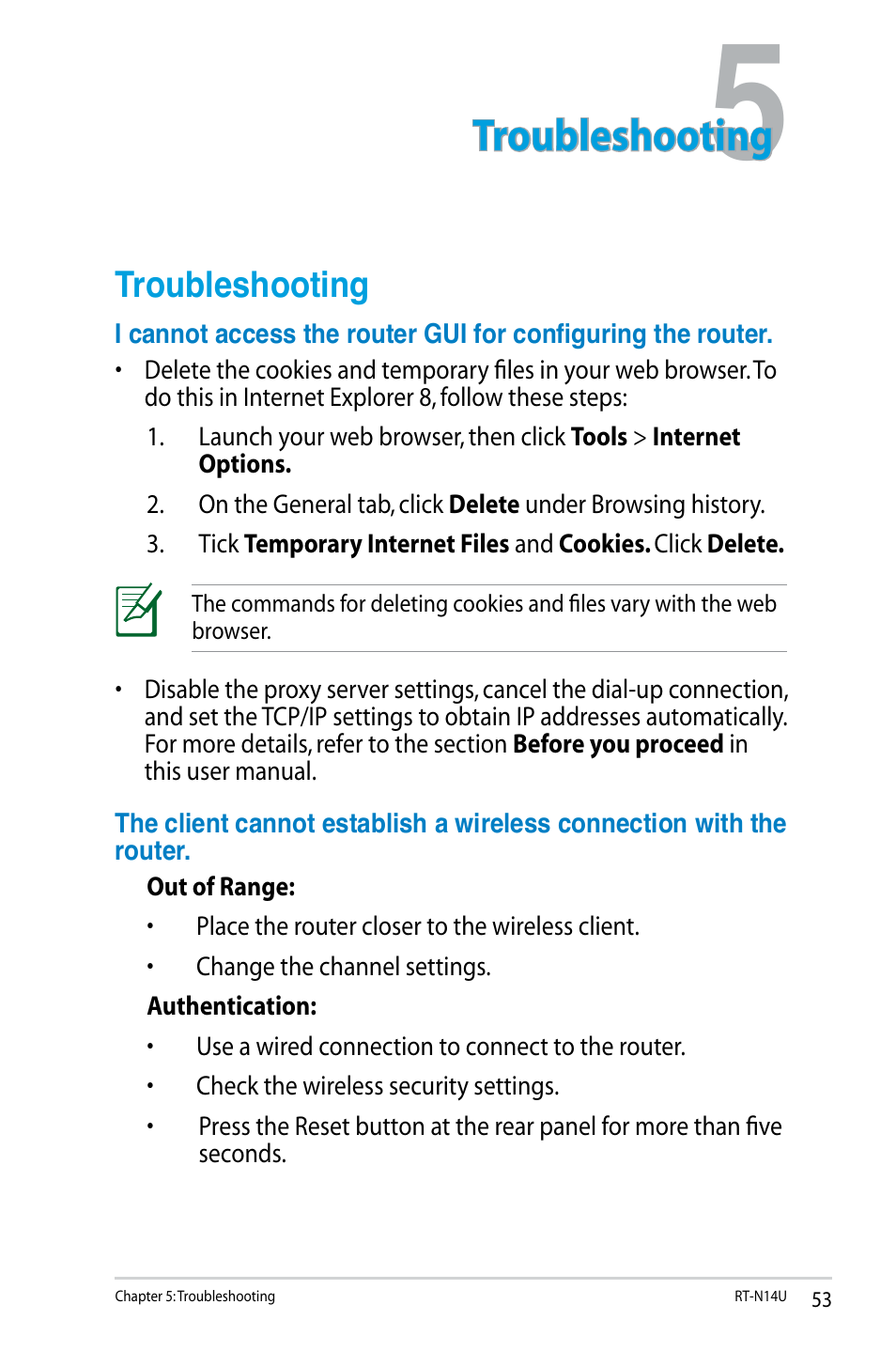 Troubleshooting | Asus RT-N14U User Manual | Page 53 / 74