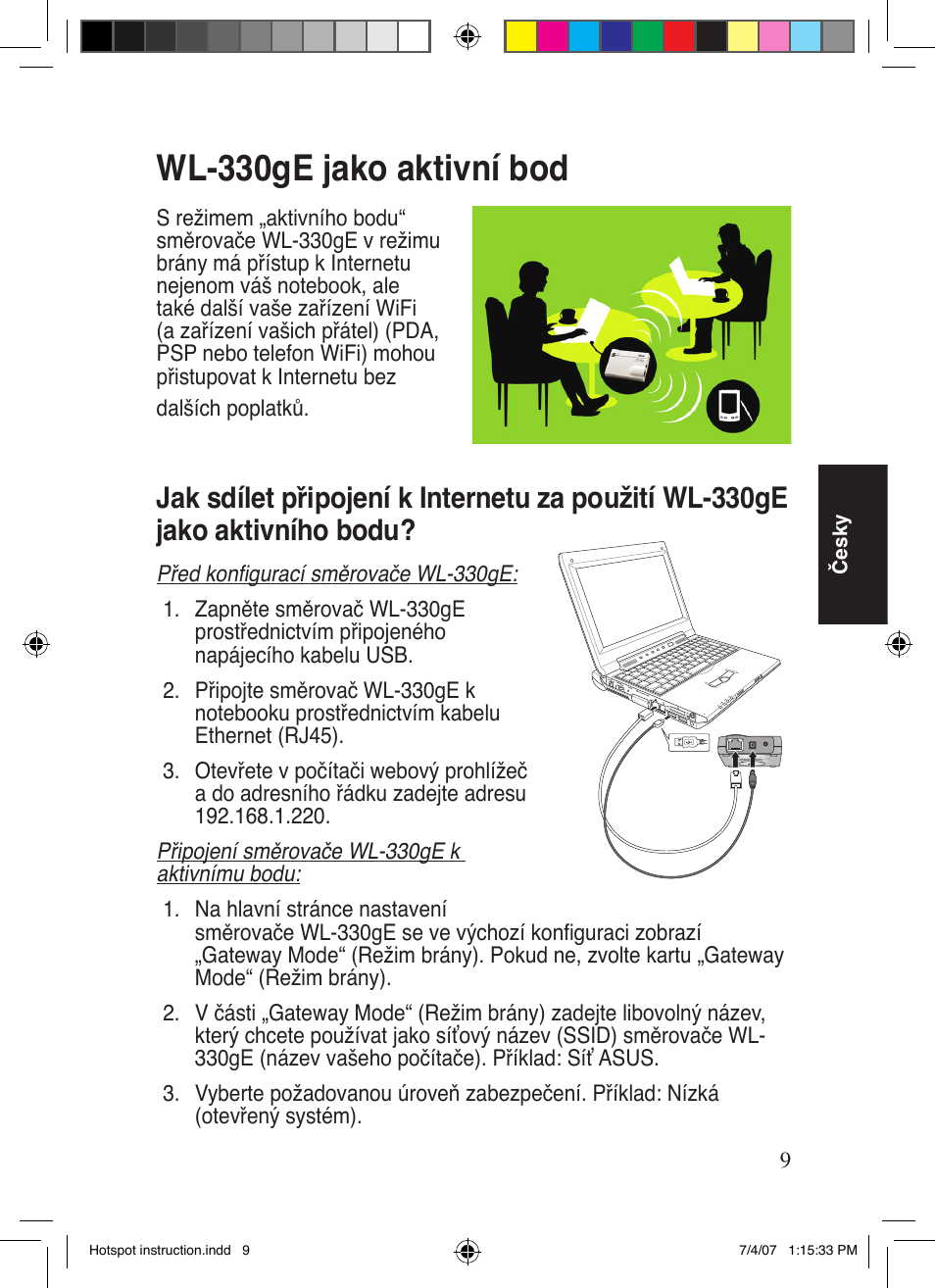 Wl-330ge jako aktivní bod | Asus WL-330gE User Manual | Page 10 / 101