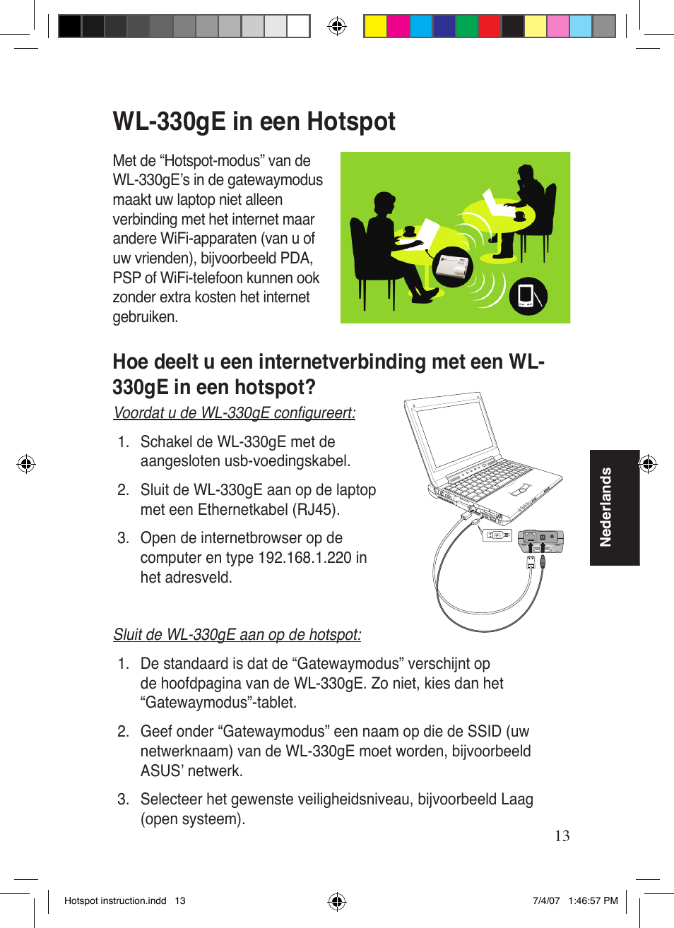 Wl-330ge in een hotspot | Asus WL-330gE User Manual | Page 14 / 101