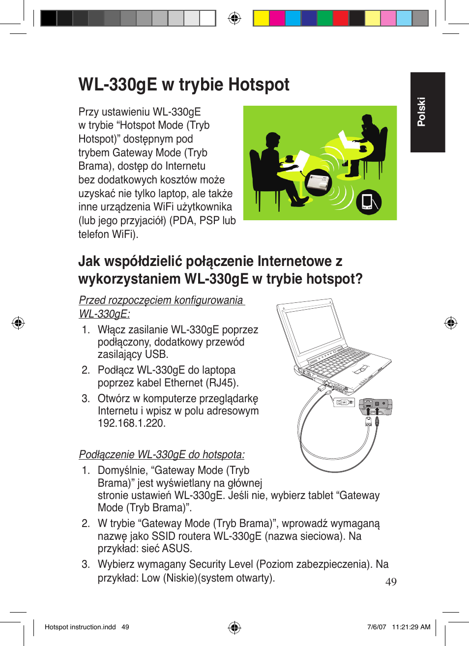 Wl-330ge w trybie hotspot | Asus WL-330gE User Manual | Page 50 / 101