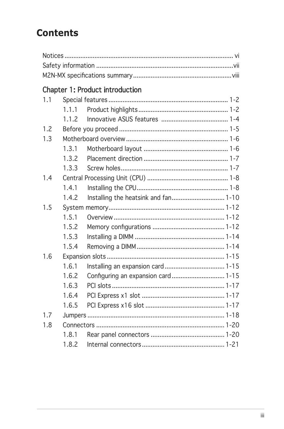 Asus M2N-MX User Manual | Page 3 / 72