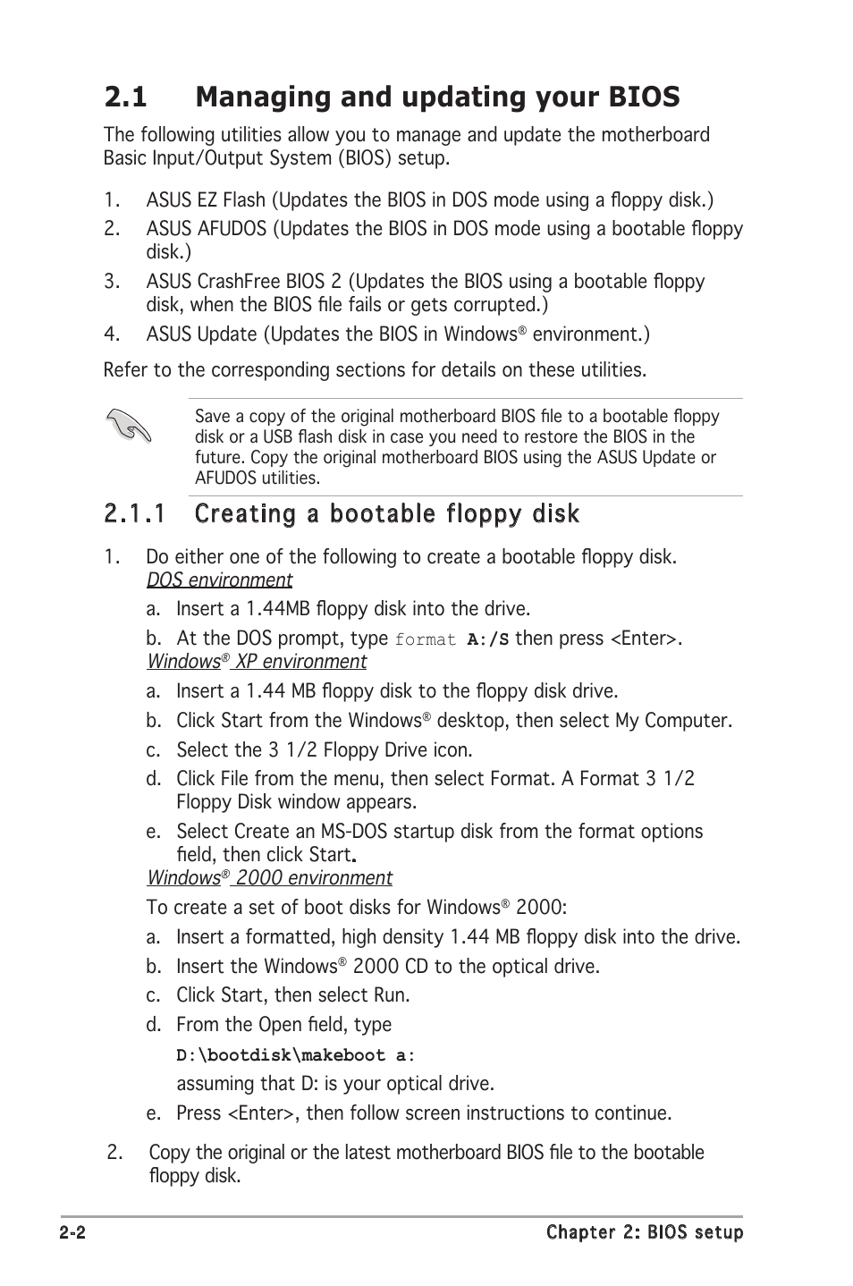 1 managing and updating your bios, 1 creating a bootable floppy disk | Asus M2N-MX User Manual | Page 40 / 72