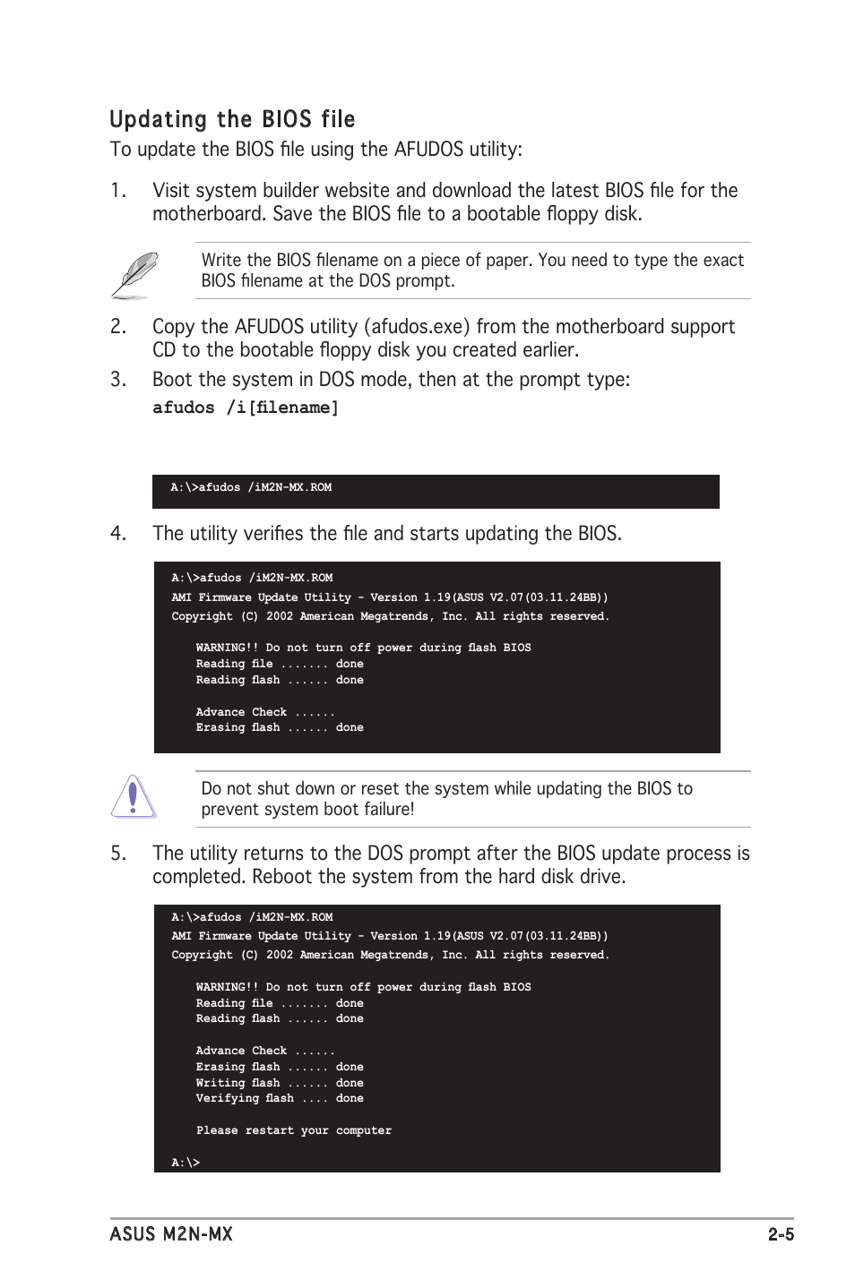 Updating the bios file | Asus M2N-MX User Manual | Page 43 / 72