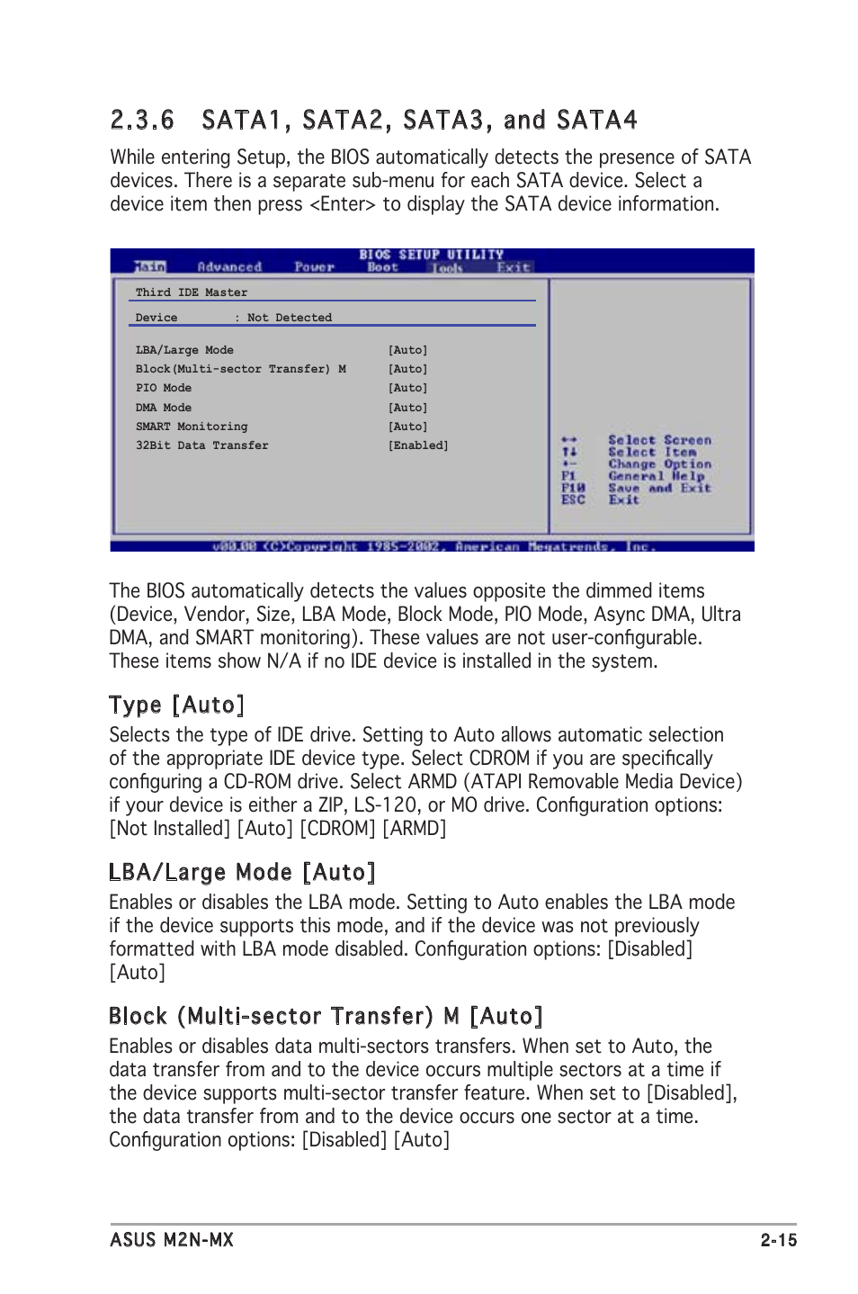 Type [auto, Lba/large mode [auto, Block (multi-sector transfer) m [auto | Asus M2N-MX User Manual | Page 53 / 72