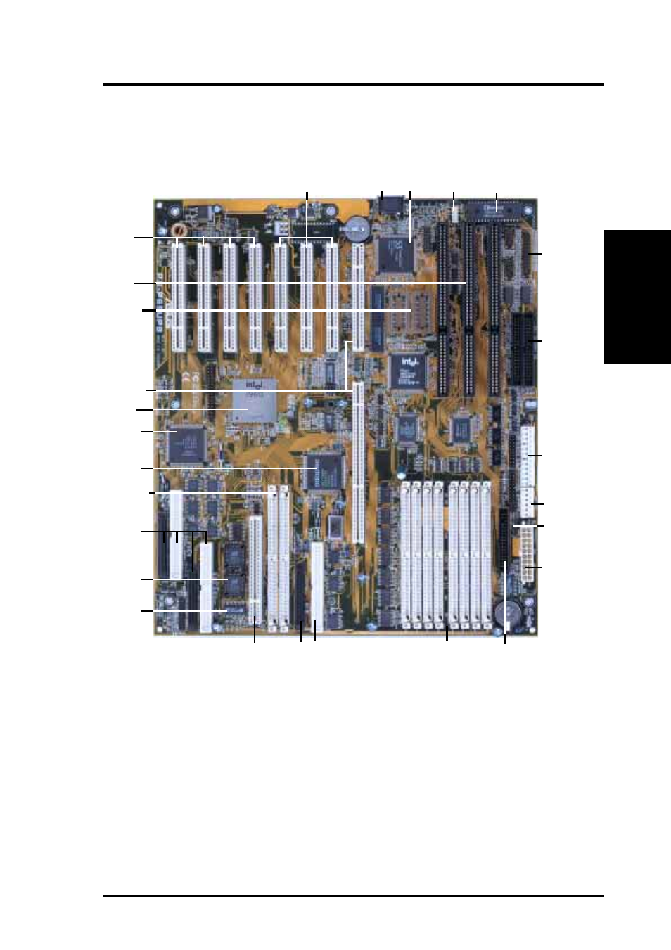 Ii. features, Parts of the asus baseboard, Asus p/i-p65up8 user’s manual 9 | Ii. fea tures (parts of board) | Asus P/I-P65UP8/CP6ND User Manual | Page 9 / 40