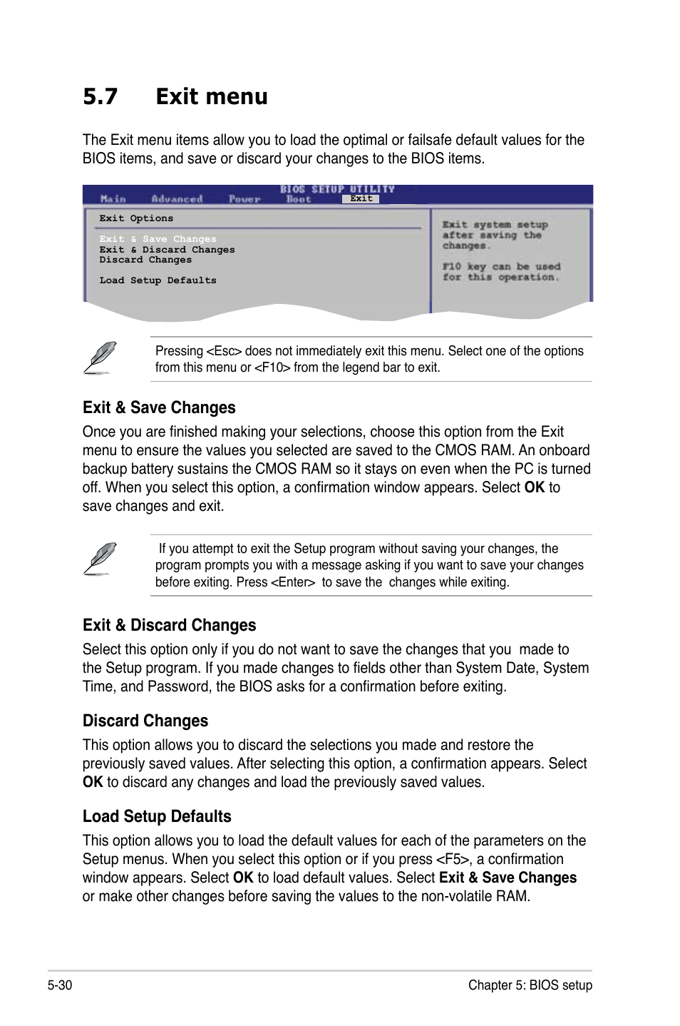 7 exit menu, Exit & discard changes, Discard changes | Load setup defaults, Exit & save changes | Asus T3-P5945GCX User Manual | Page 78 / 80