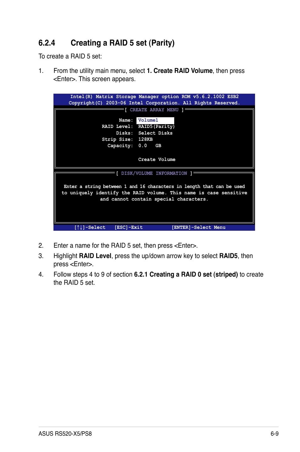 4 creating a raid 5 set (parity) | Asus RS520-X5/PS8 User Manual | Page 107 / 150