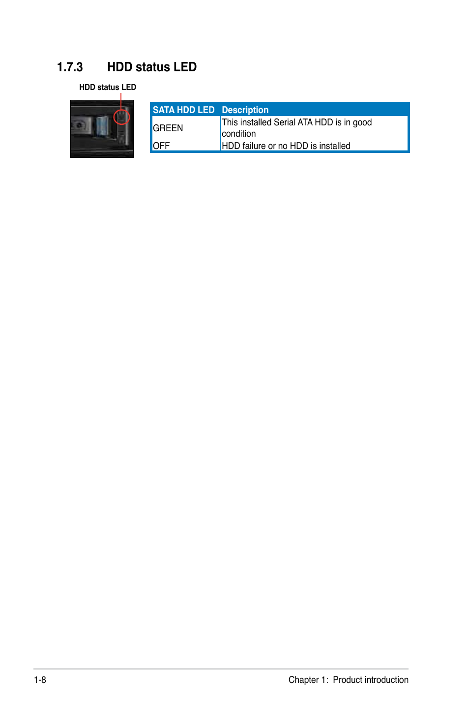 3 hdd status led | Asus RS520-X5/PS8 User Manual | Page 18 / 150