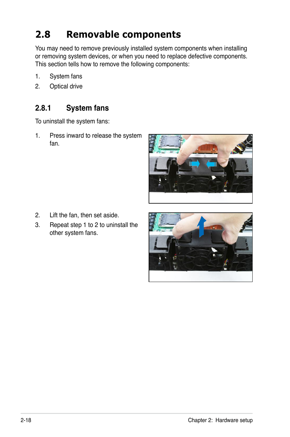 8 removable components | Asus RS520-X5/PS8 User Manual | Page 36 / 150