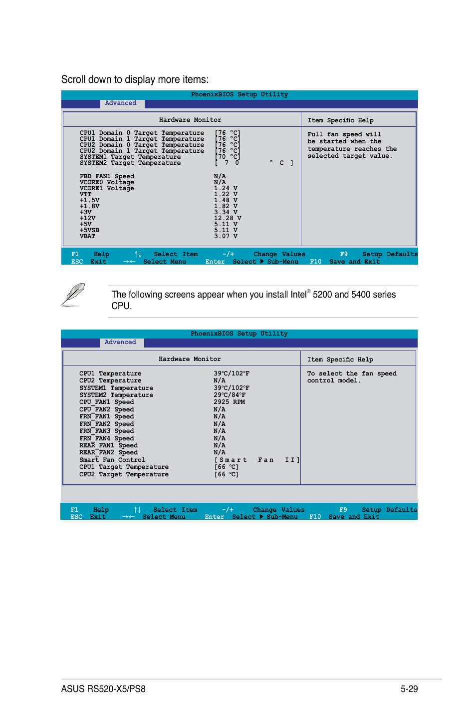 Scroll down to display more items | Asus RS520-X5/PS8 User Manual | Page 87 / 150