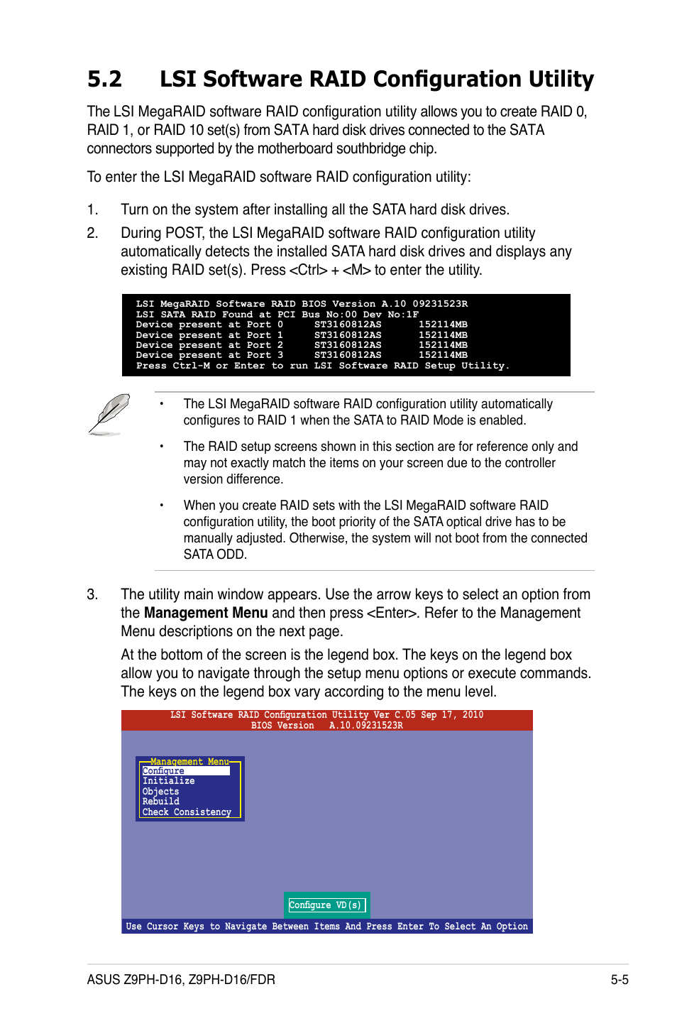 2 lsi software raid configuration utility, Lsi software raid configuration utility -5, 2 lsi software raid configuration utility | Asus Z9PH-D16 User Manual | Page 111 / 184