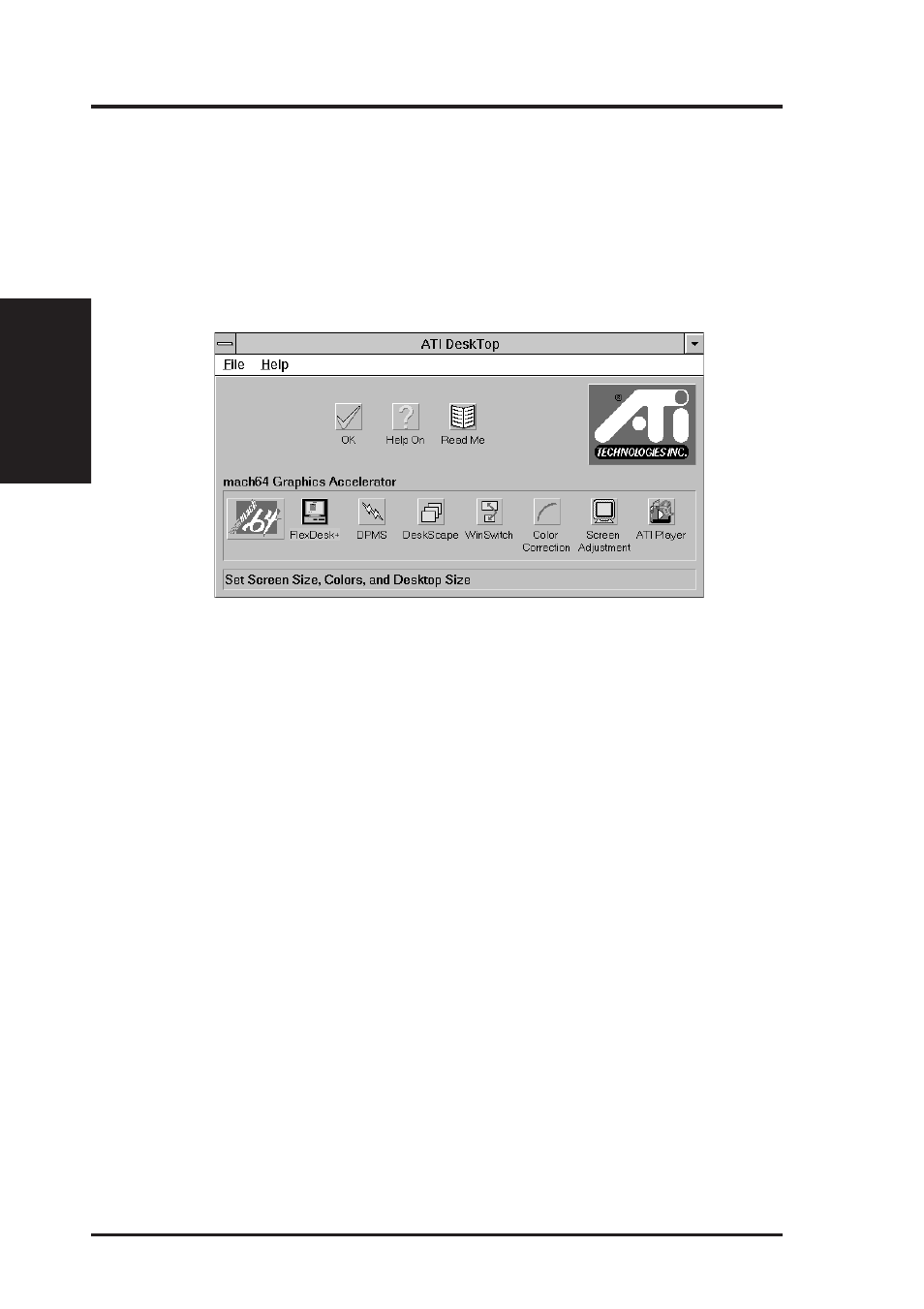 Vii. microsoft windows 3.x, Ati desktop control panel, Ati desktop features | Asus P/I-AP6N User Manual | Page 70 / 96