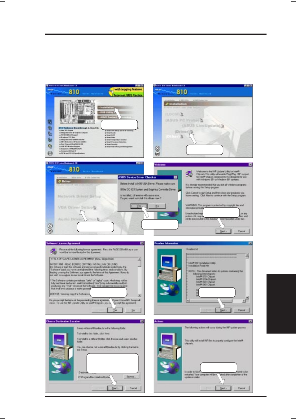 Software setup, 8 driver, 1 vga driver setup | Asus P3W-E User Manual | Page 95 / 128