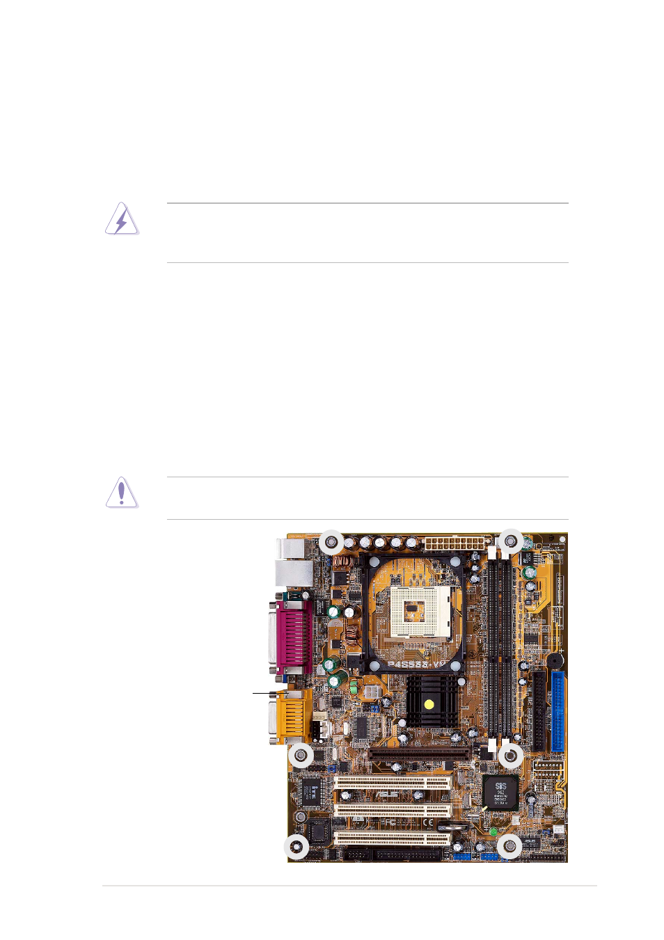 1 motherboard installation, 1 placement direction, 2 screw holes | Asus P4S533-VM User Manual | Page 19 / 122