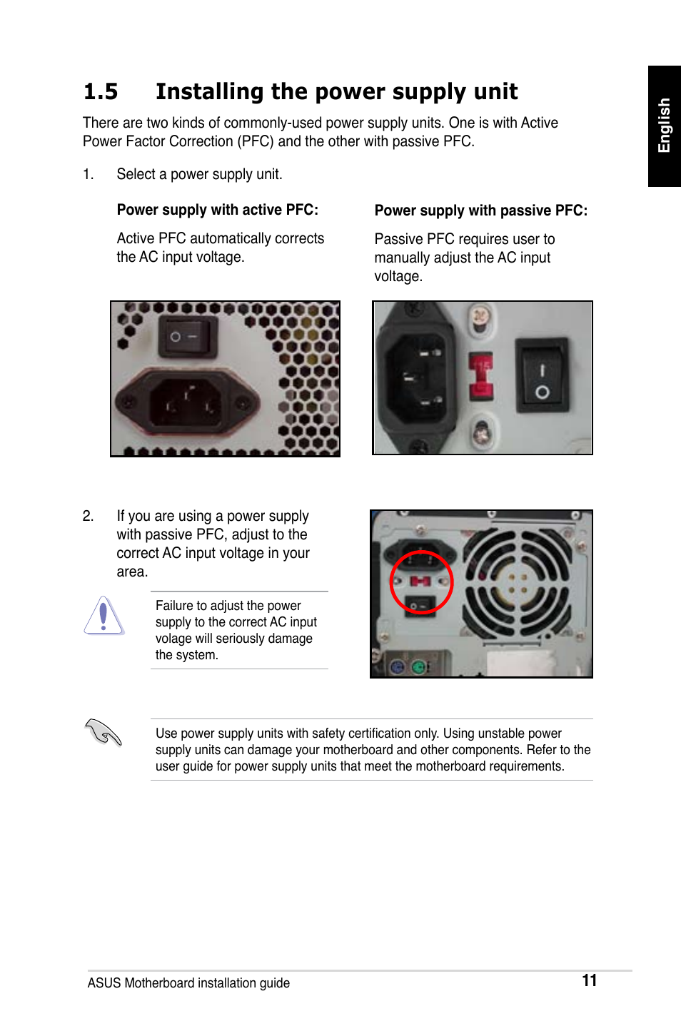 5 installing the power supply unit | Asus M2Ne User Manual | Page 12 / 691