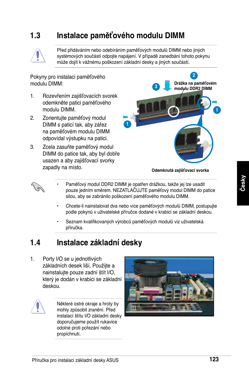 3 instalace paměťového modulu dimm, 4 instalace základní desky | Asus M2Ne User Manual | Page 124 / 691