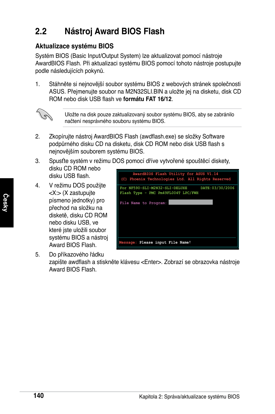 2 nástroj award bios flash, Aktualizace systému bios | Asus M2Ne User Manual | Page 141 / 691