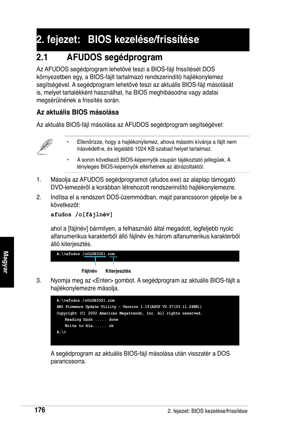 Fejezet: bios kezelése/frissítése, 1 afudos segédprogram, Az aktuális bios másolása | Asus M2Ne User Manual | Page 177 / 691