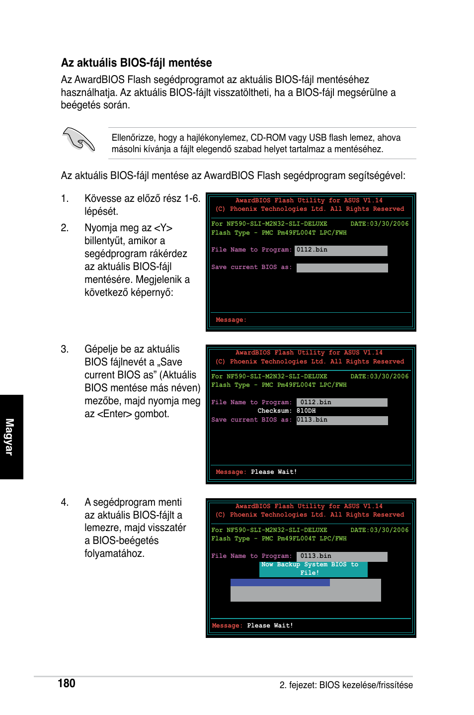 Az aktuális bios-fájl mentése | Asus M2Ne User Manual | Page 181 / 691