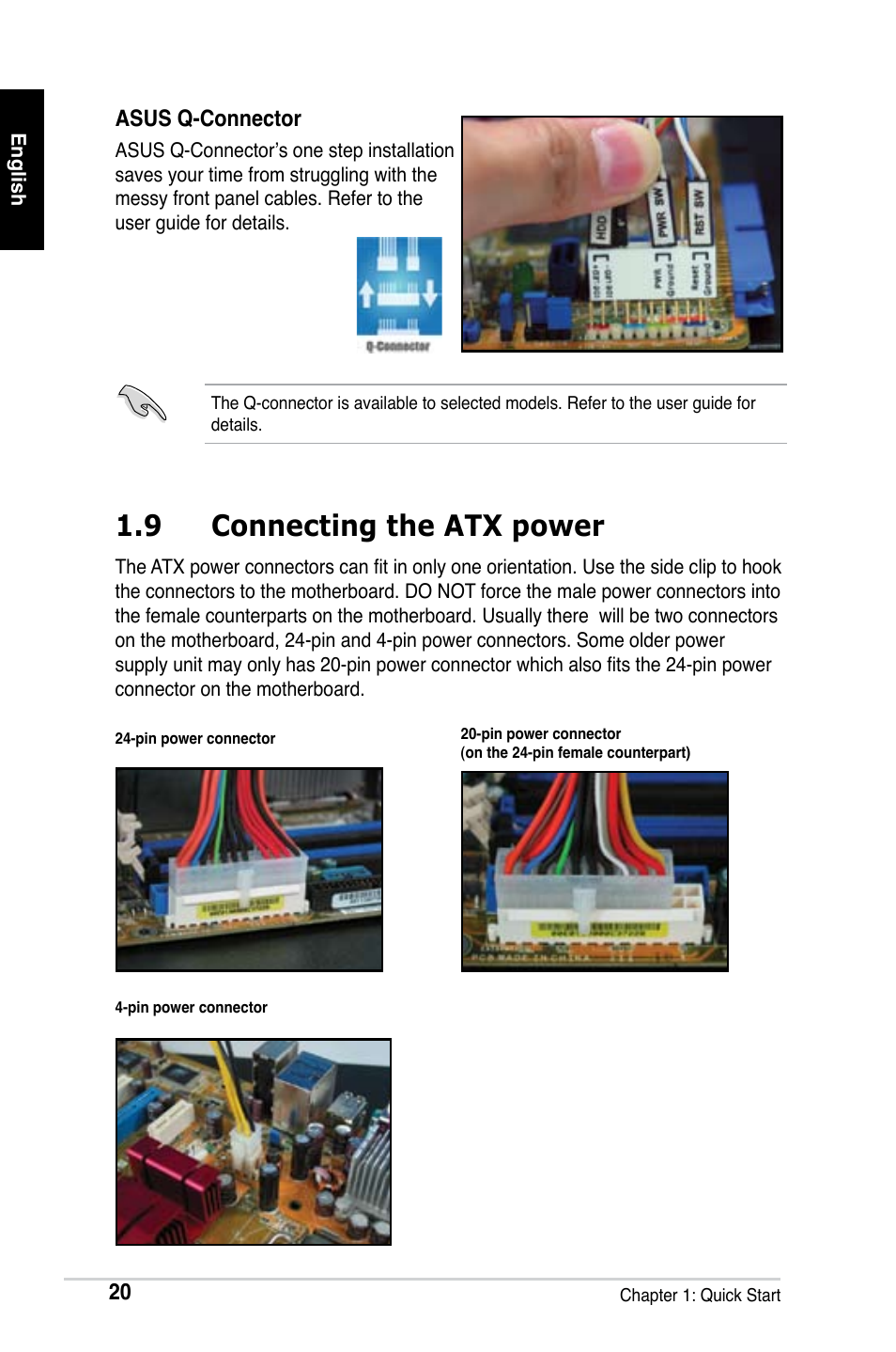 9 connecting the atx power | Asus M2Ne User Manual | Page 21 / 691