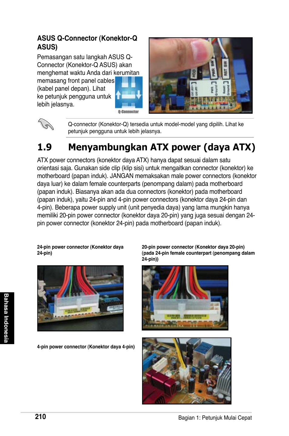 9 menyambungkan atx power (daya atx) | Asus M2Ne User Manual | Page 211 / 691