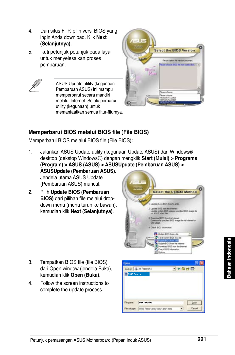 Memperbarui bios melalui bios file (file bios) | Asus M2Ne User Manual | Page 222 / 691