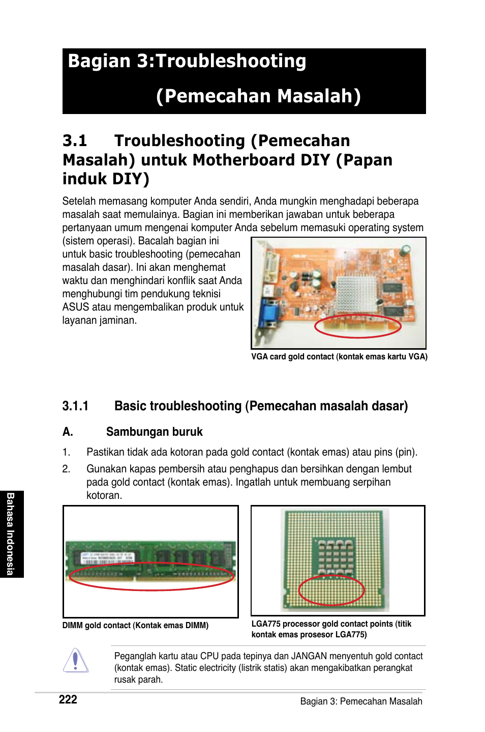 Bagian 3: troubleshooting (pemecahan masalah) | Asus M2Ne User Manual | Page 223 / 691