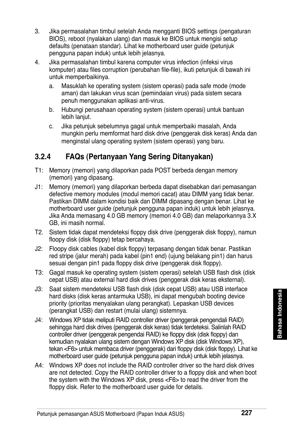 4 faqs (pertanyaan yang sering ditanyakan) | Asus M2Ne User Manual | Page 228 / 691