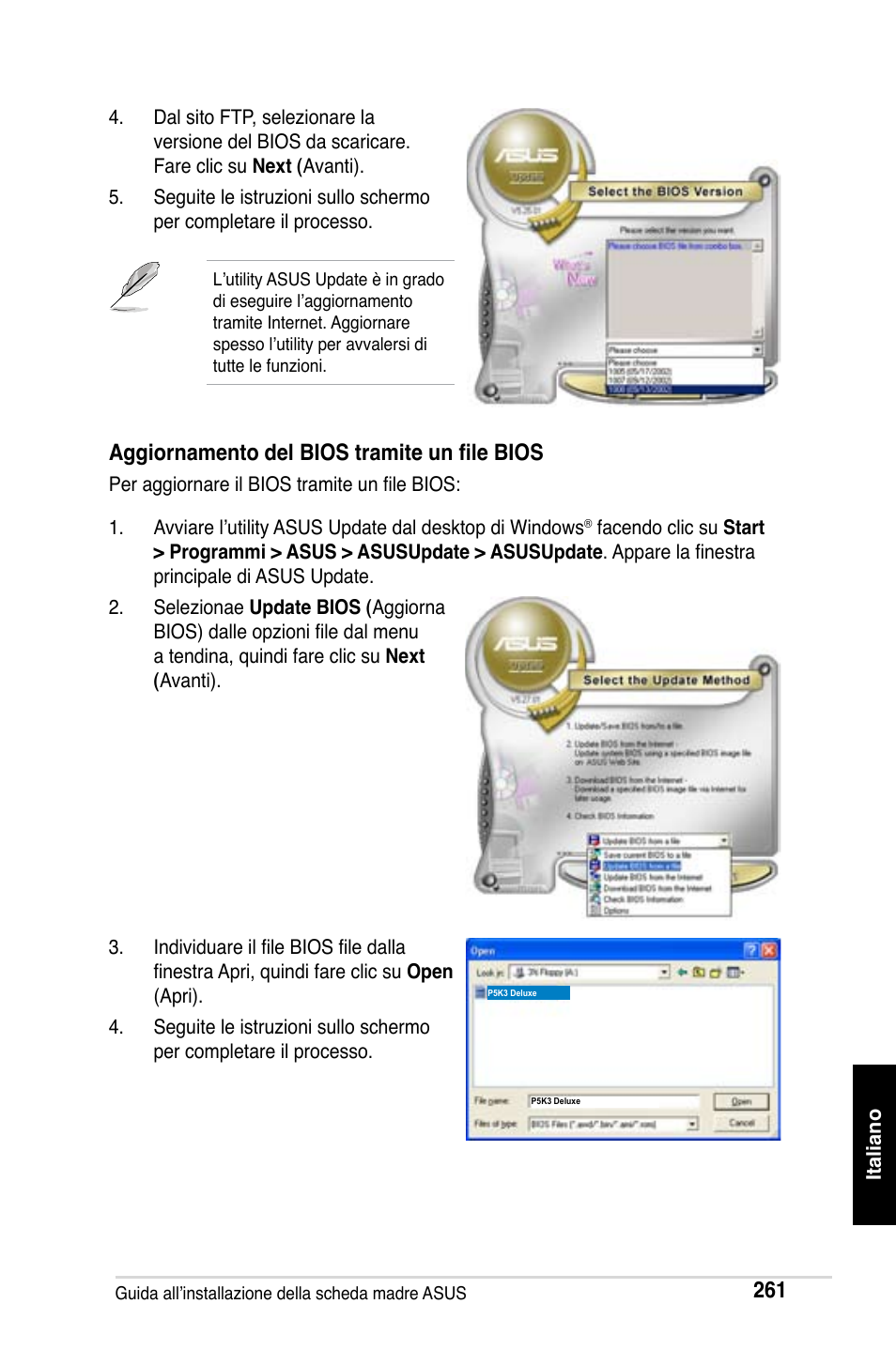 Aggiornamento del bios tramite un file bios | Asus M2Ne User Manual | Page 262 / 691