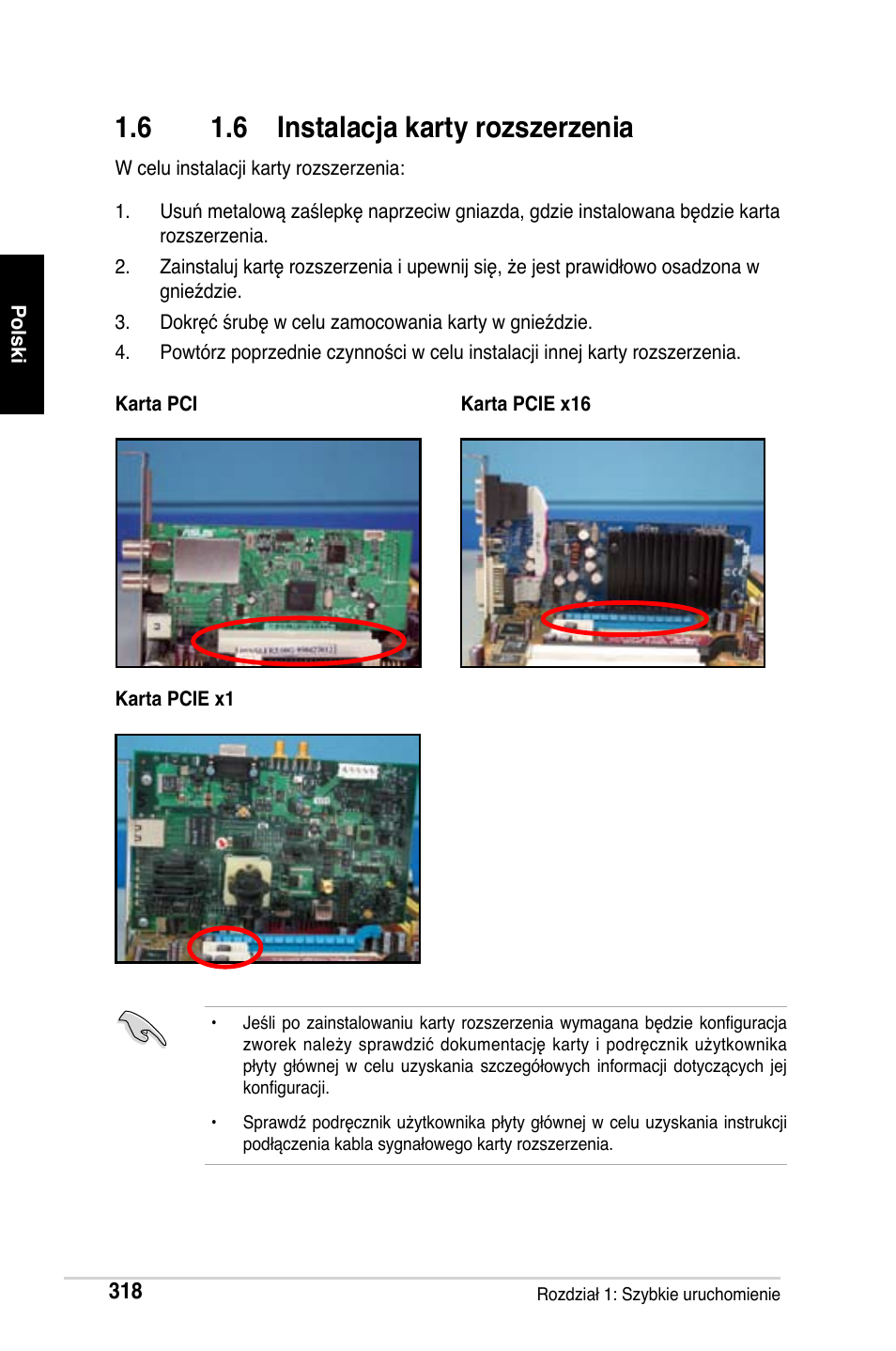 6 1.6 instalacja karty rozszerzenia | Asus M2Ne User Manual | Page 319 / 691