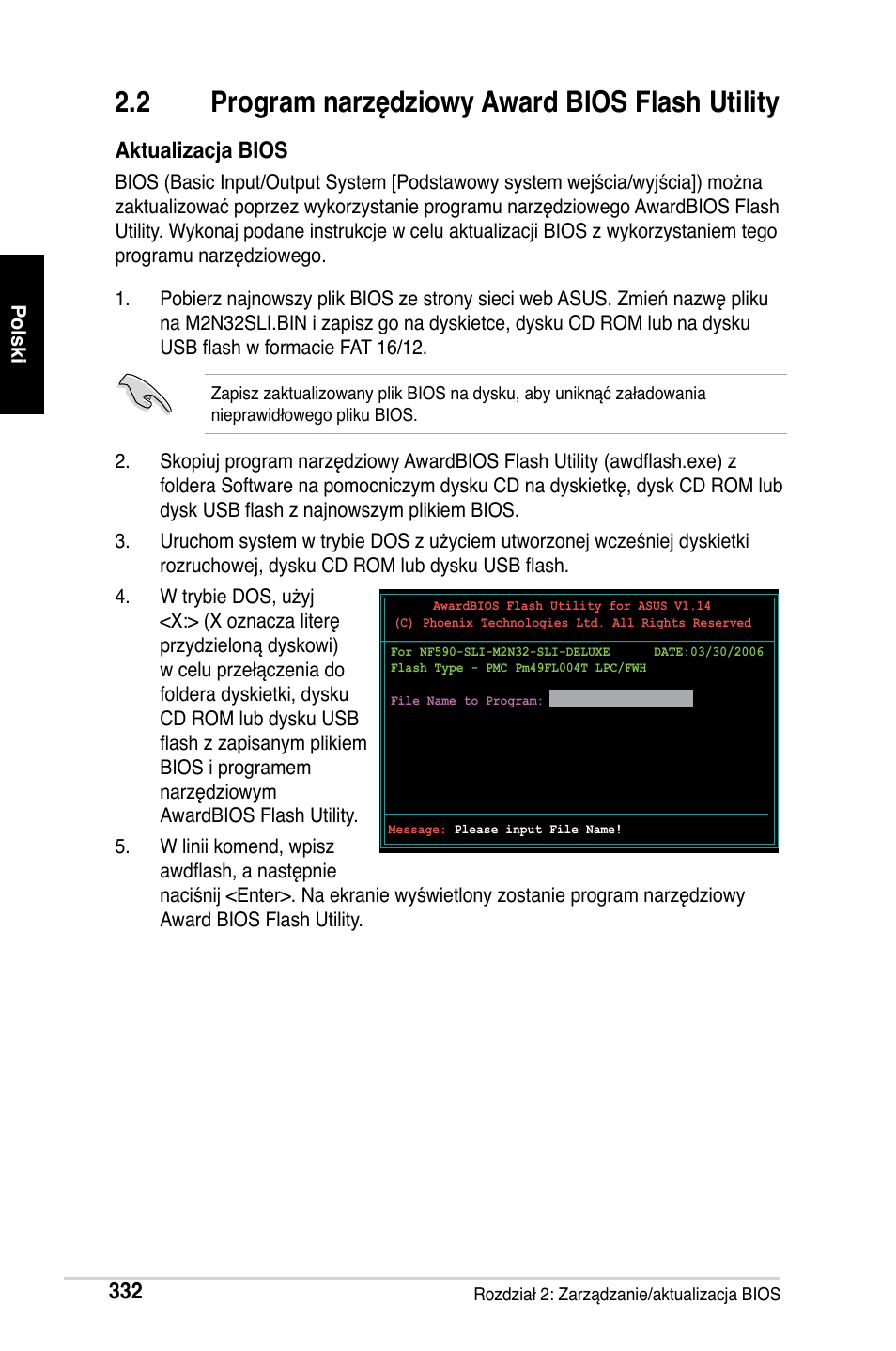 2 program narzędziowy award bios flash utility, Aktualizacja bios | Asus M2Ne User Manual | Page 333 / 691