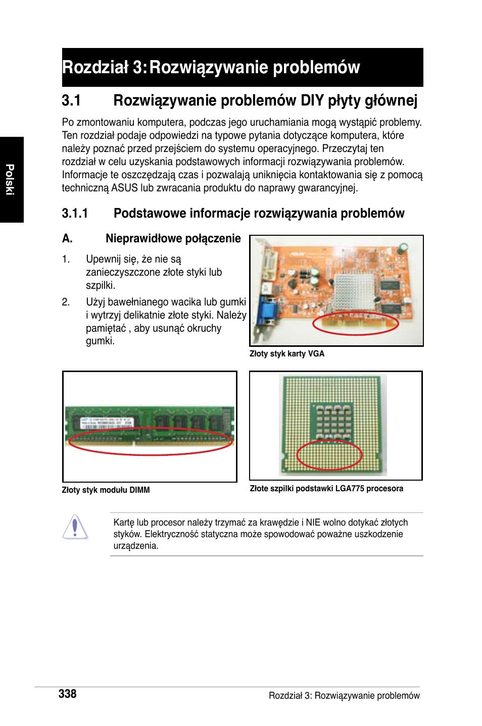 Rozdział 3: rozwiązywanie problemów, 1 rozwiązywanie problemów diy płyty głównej, 1 podstawowe informacje rozwiązywania problemów | Asus M2Ne User Manual | Page 339 / 691