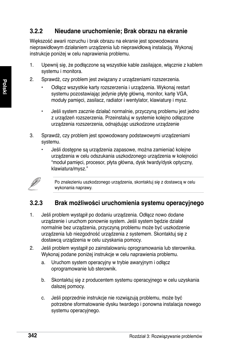 2 nieudane uruchomienie; brak obrazu na ekranie | Asus M2Ne User Manual | Page 343 / 691