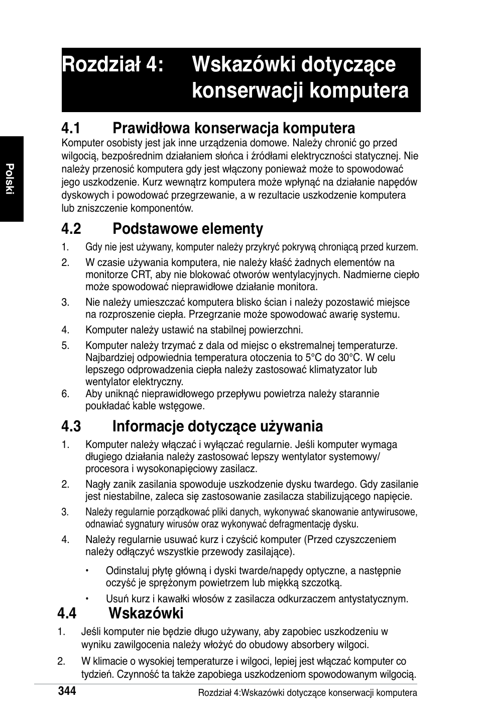 1 prawidłowa konserwacja komputera, 2 podstawowe elementy, 3 informacje dotyczące używania | 4 wskazówki | Asus M2Ne User Manual | Page 345 / 691