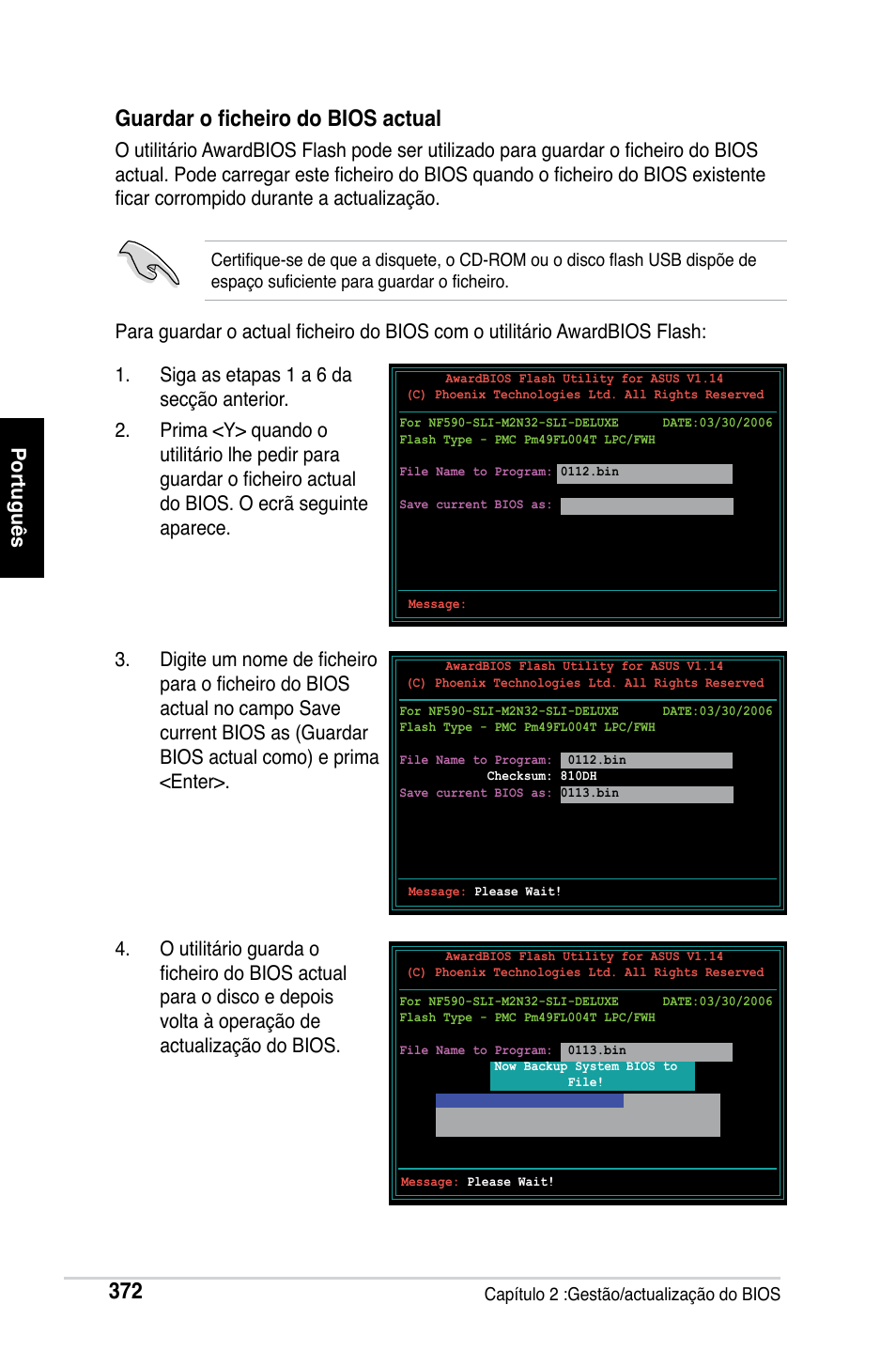 Guardar o ficheiro do bios actual | Asus M2Ne User Manual | Page 373 / 691