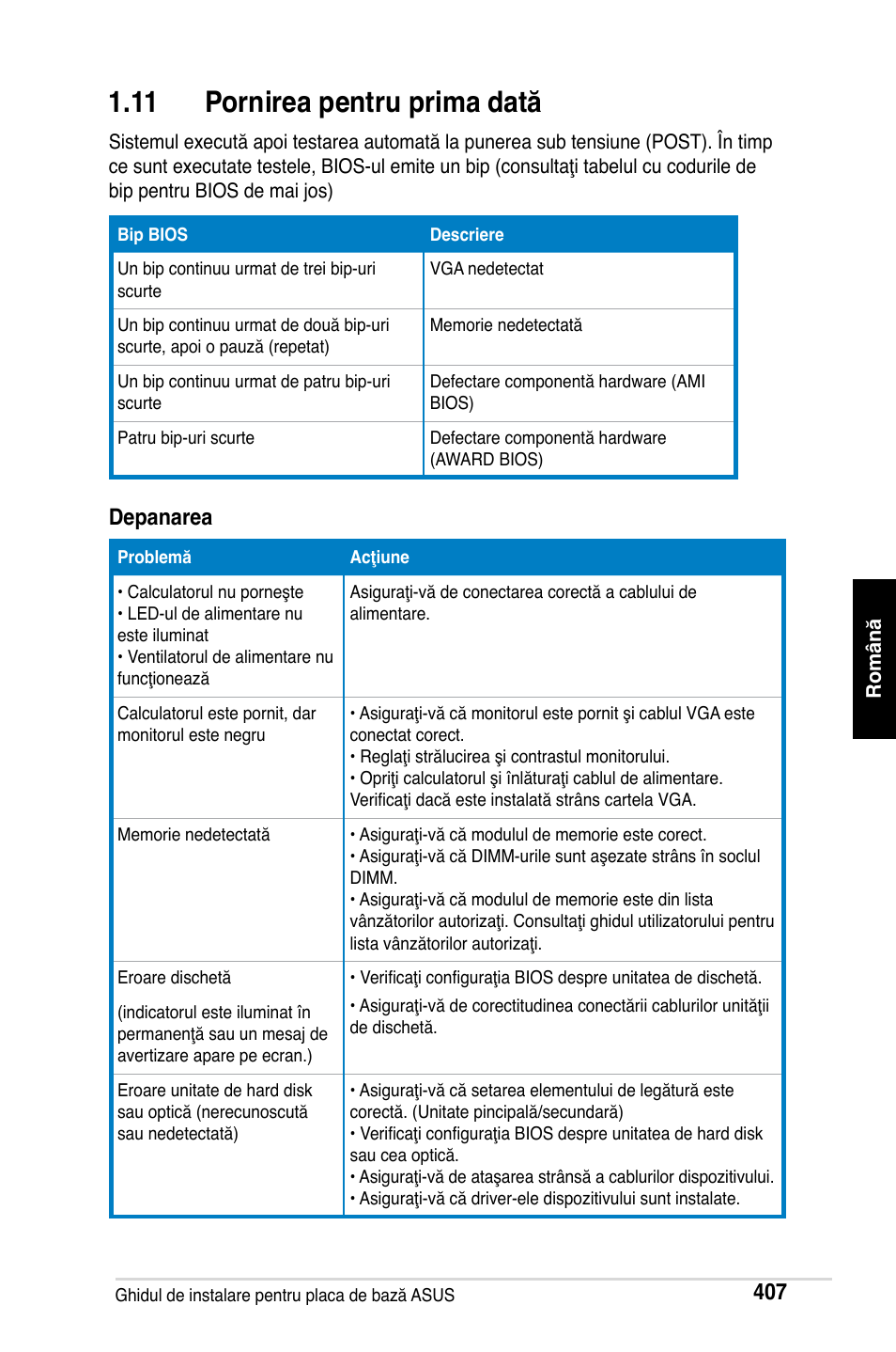 11 pornirea pentru prima dată, Depanarea | Asus M2Ne User Manual | Page 408 / 691