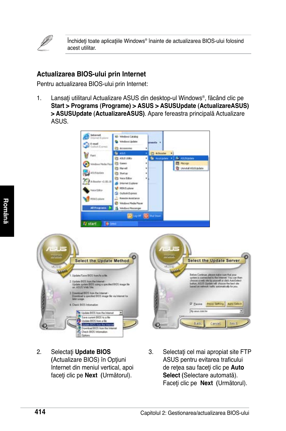 Actualizarea bios-ului prin internet | Asus M2Ne User Manual | Page 415 / 691