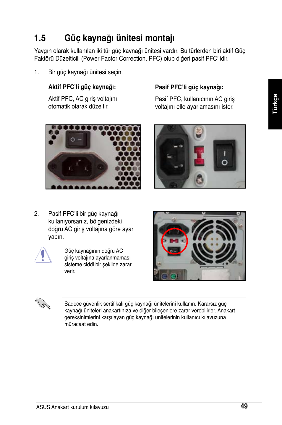 5 güç kaynağı ünitesi montajı | Asus M2Ne User Manual | Page 50 / 691