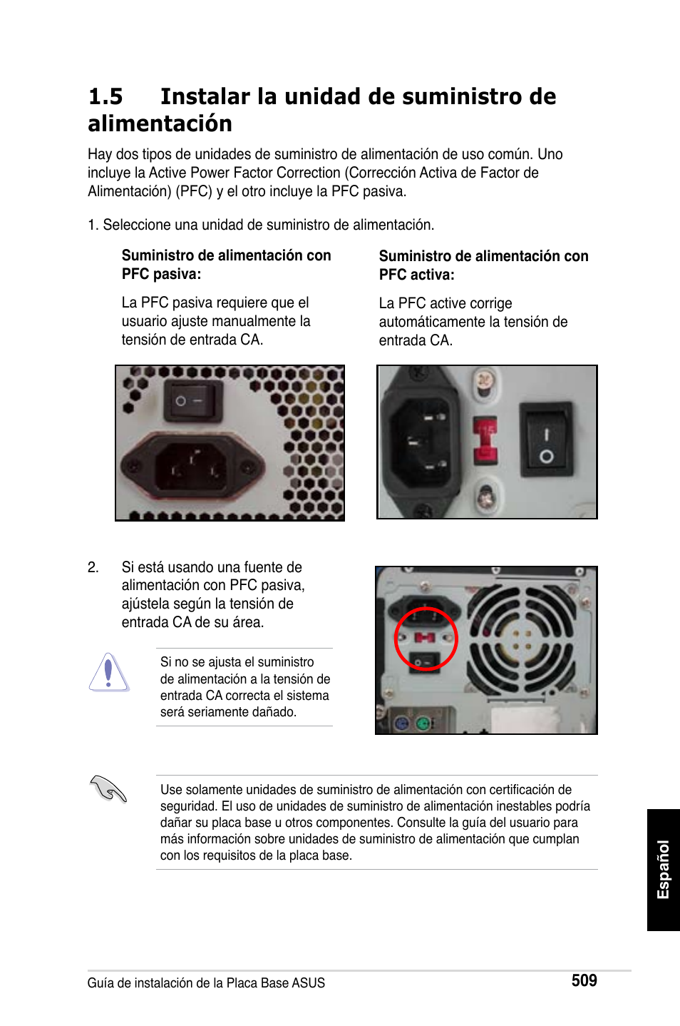 5 instalar la unidad de suministro de alimentación | Asus M2Ne User Manual | Page 510 / 691