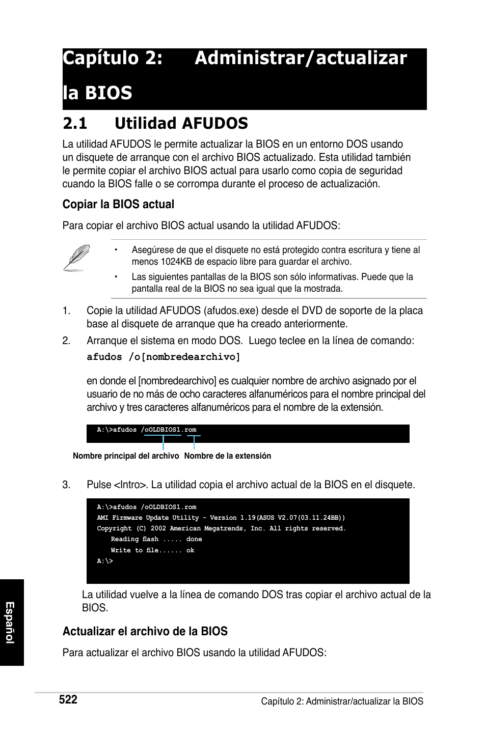 Capítulo 2: administrar/actualizar la bios, 1 utilidad afudos | Asus M2Ne User Manual | Page 523 / 691