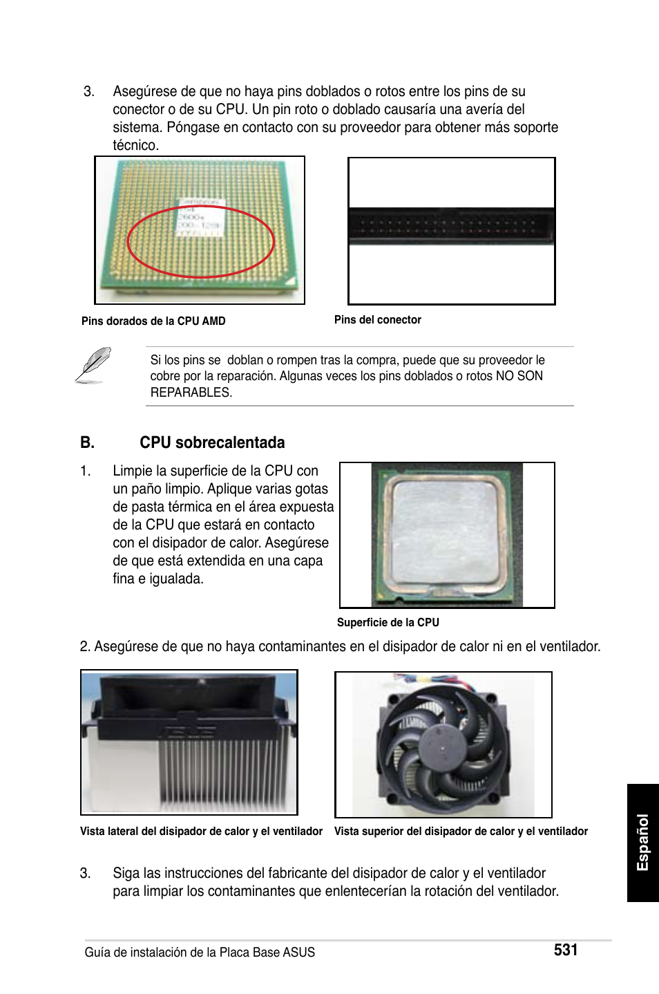 B. cpu sobrecalentada | Asus M2Ne User Manual | Page 532 / 691