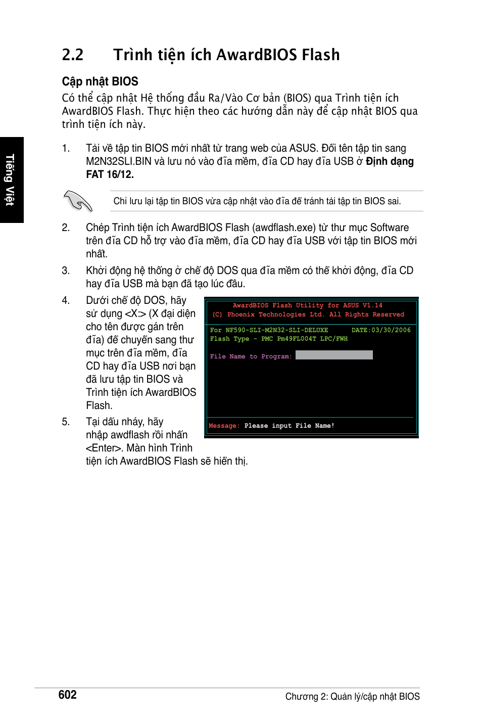 2 trình tiện ích awardbios flash, Cập nhật bios | Asus M2Ne User Manual | Page 603 / 691