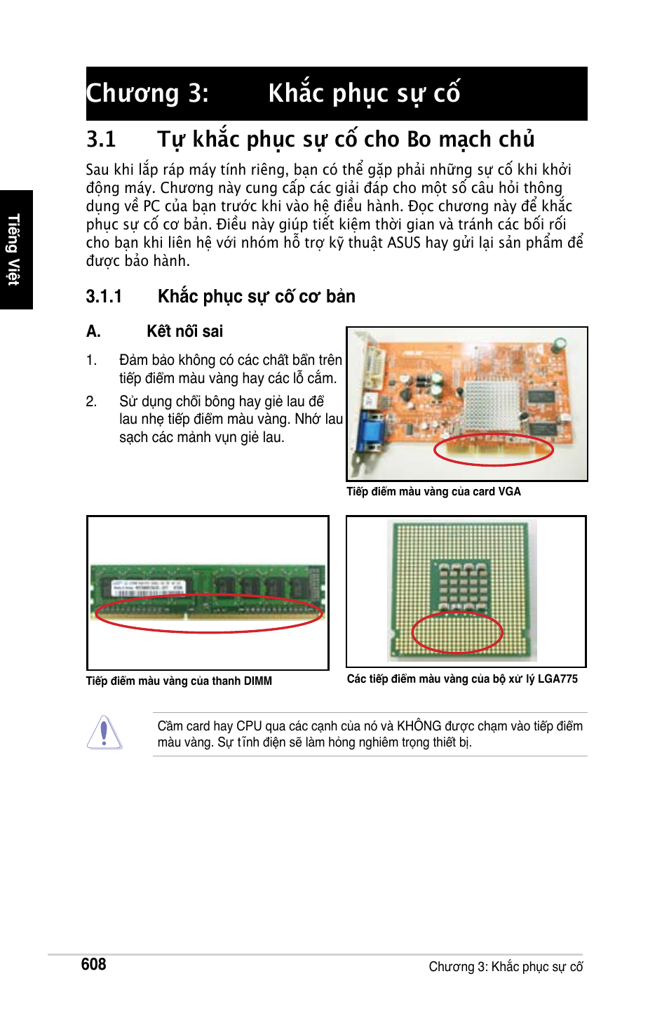 Chương 3: khắc phục sự cố, 1 tự khắc phục sự cố cho bo mạch chủ | Asus M2Ne User Manual | Page 609 / 691