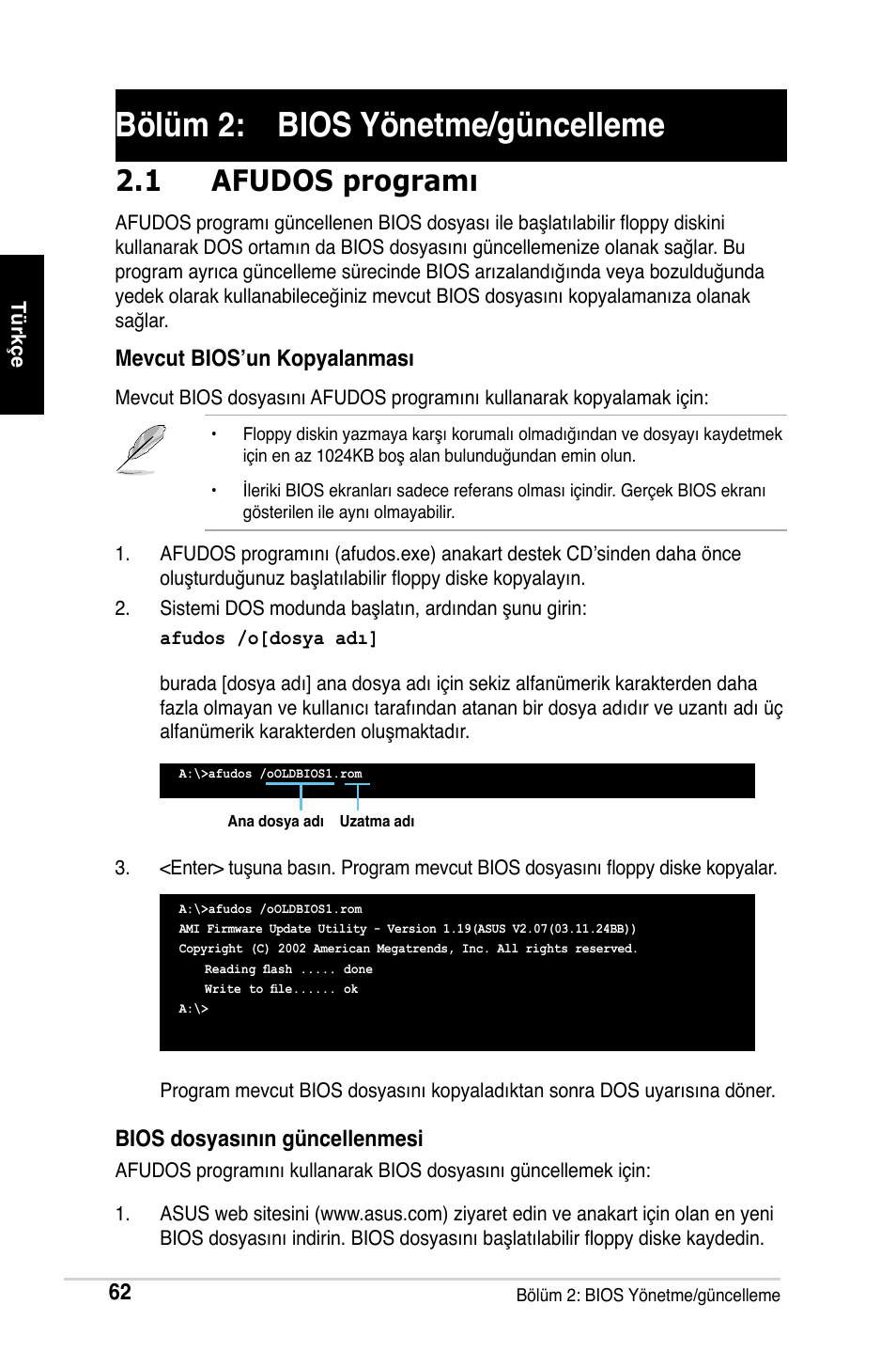 Bölüm 2: bios yönetme/güncelleme, 1 afudos programı | Asus M2Ne User Manual | Page 63 / 691