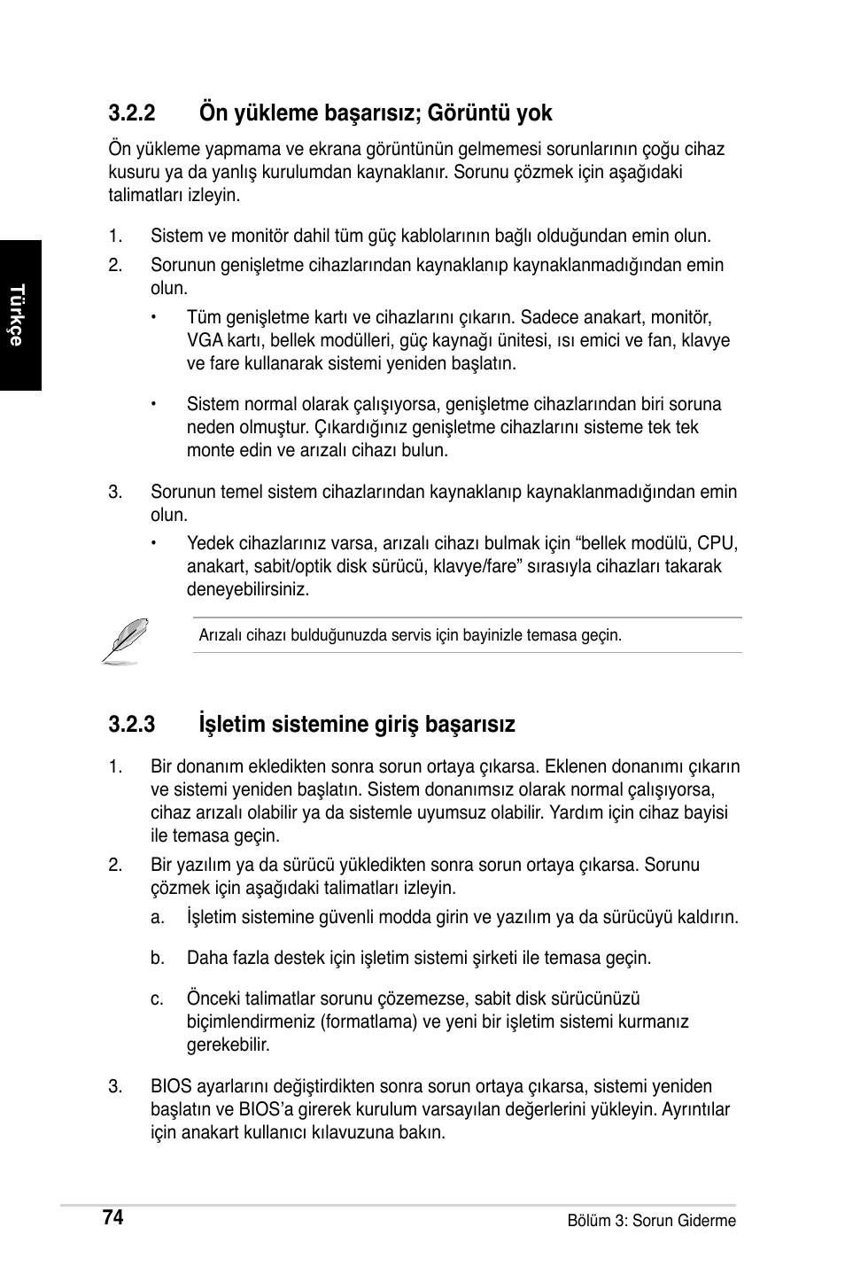 2 ön yükleme başarısız; görüntü yok, 3 işletim sistemine giriş başarısız | Asus M2Ne User Manual | Page 75 / 691