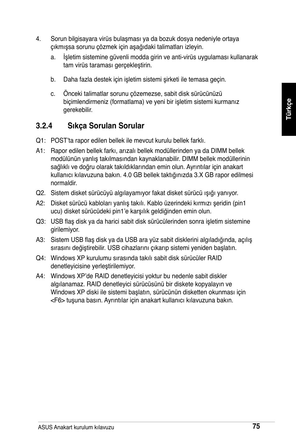 4 sıkça sorulan sorular | Asus M2Ne User Manual | Page 76 / 691
