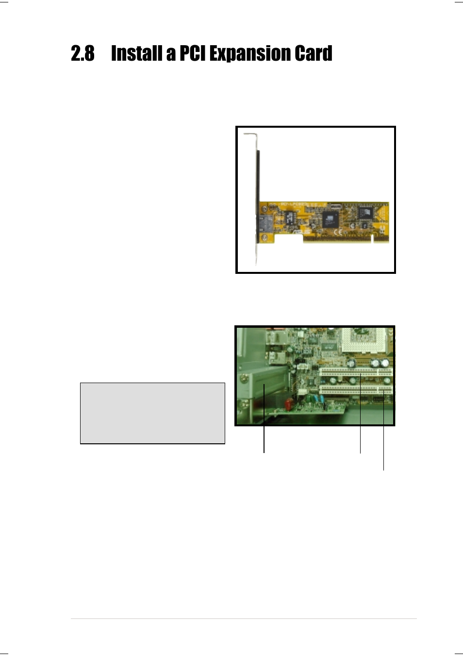 8 install a pci expansion card | Asus Terminator Tualatin User Manual | Page 27 / 106