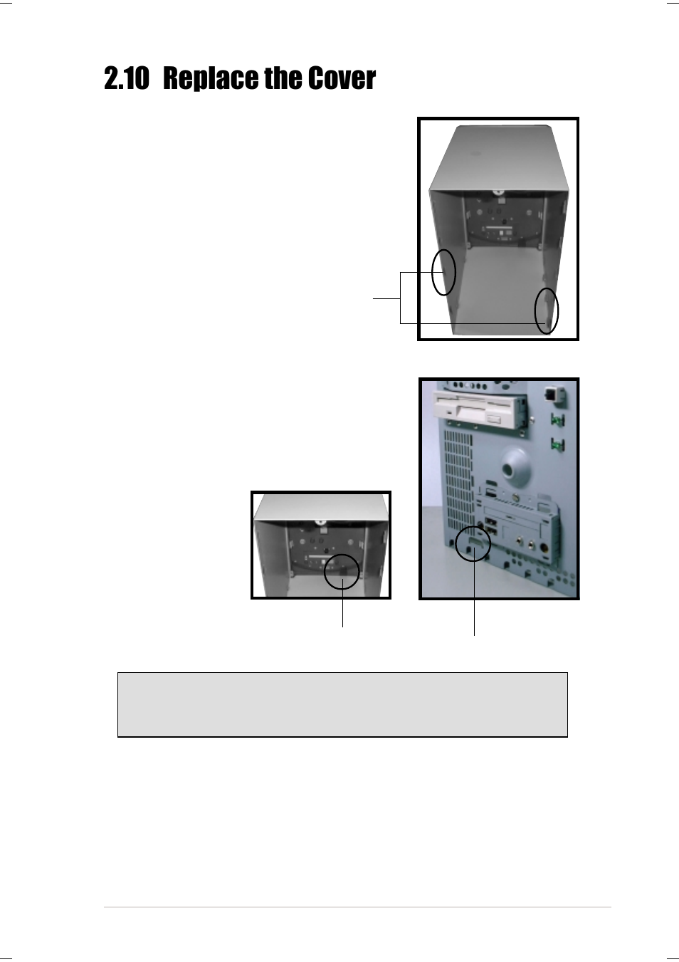 10 replace the cover | Asus Terminator Tualatin User Manual | Page 31 / 106