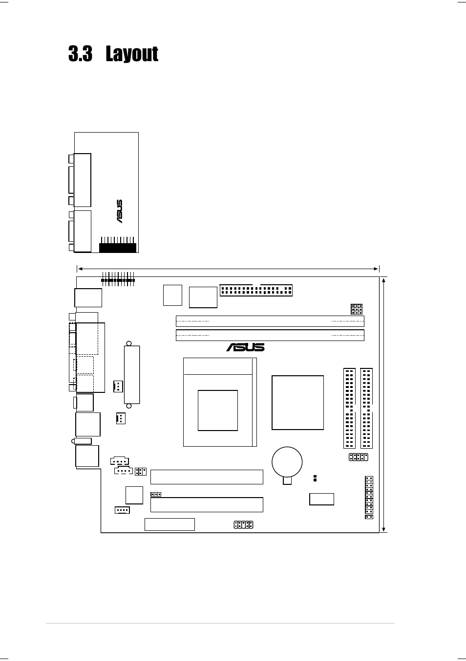 3 layout, 40 chapter 3: motherboard information, Socket 370 | Sis630(e) 3c integration single chip, Pci slot 2 pci slot 1 | Asus Terminator Tualatin User Manual | Page 40 / 106