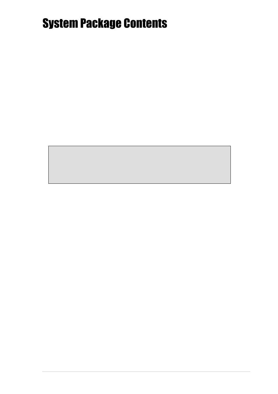 System package contents | Asus Terminator Tualatin User Manual | Page 7 / 106